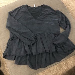 Zara TRF Collection black peplum style top sz L